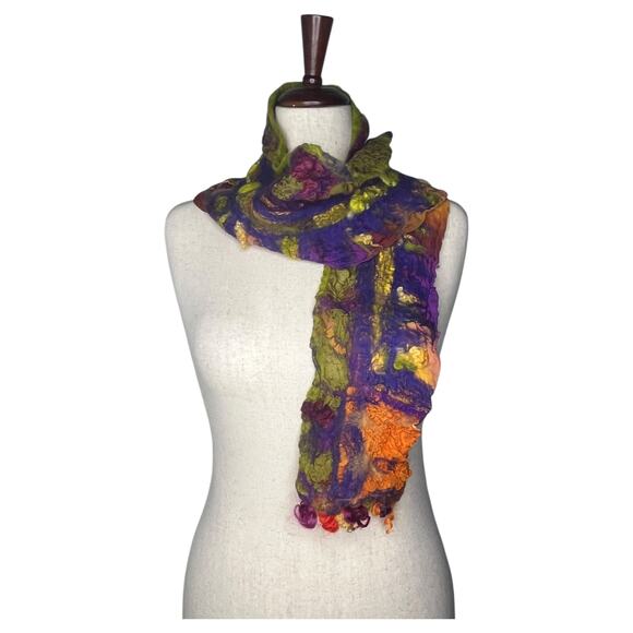 Fiber Artist Ruby Rice Women's Scarf Abstract Art To Wear Multicolored Artisan - Picture 3 of 9